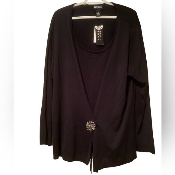 Maggie Barns Black Blazer Flower Broach Size 1X - Picture 1 of 10